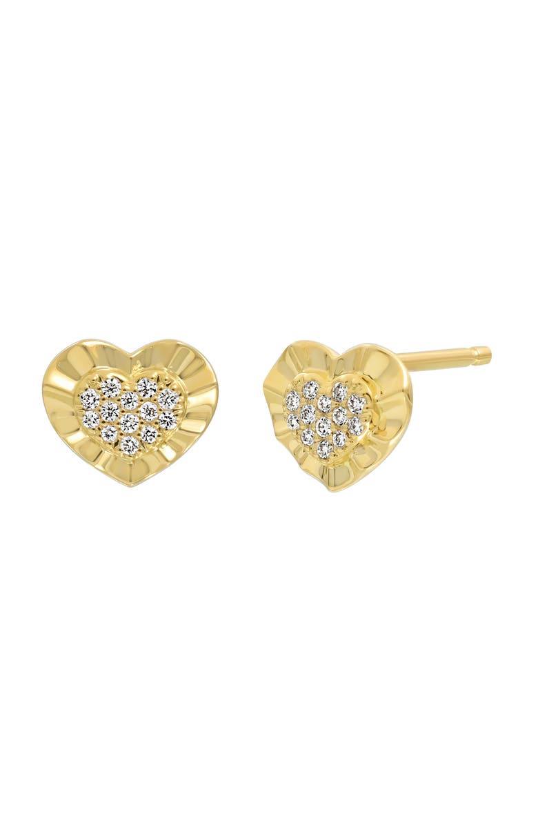 Bony Levy Icon Pavé Diamond Heart Stud Earrings, Main, color, 18K Yellow Gold