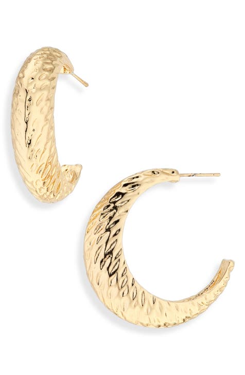 Textured Crescent Hoop Earrings