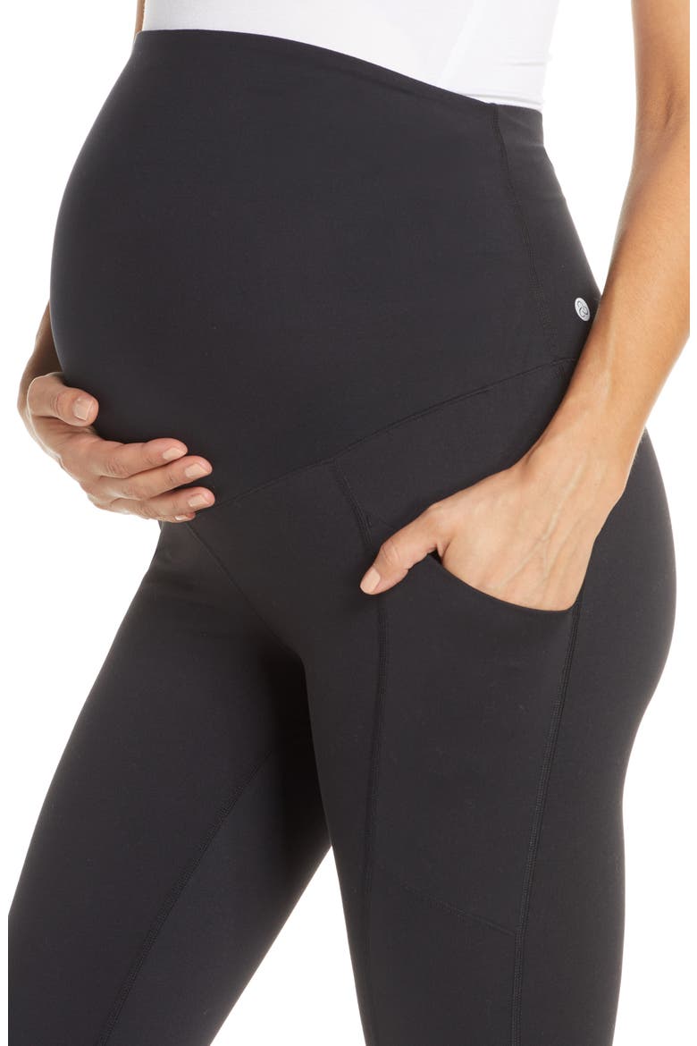 Live in Pocket 7/8 Maternity Leggings, Alternate, color, BLACK