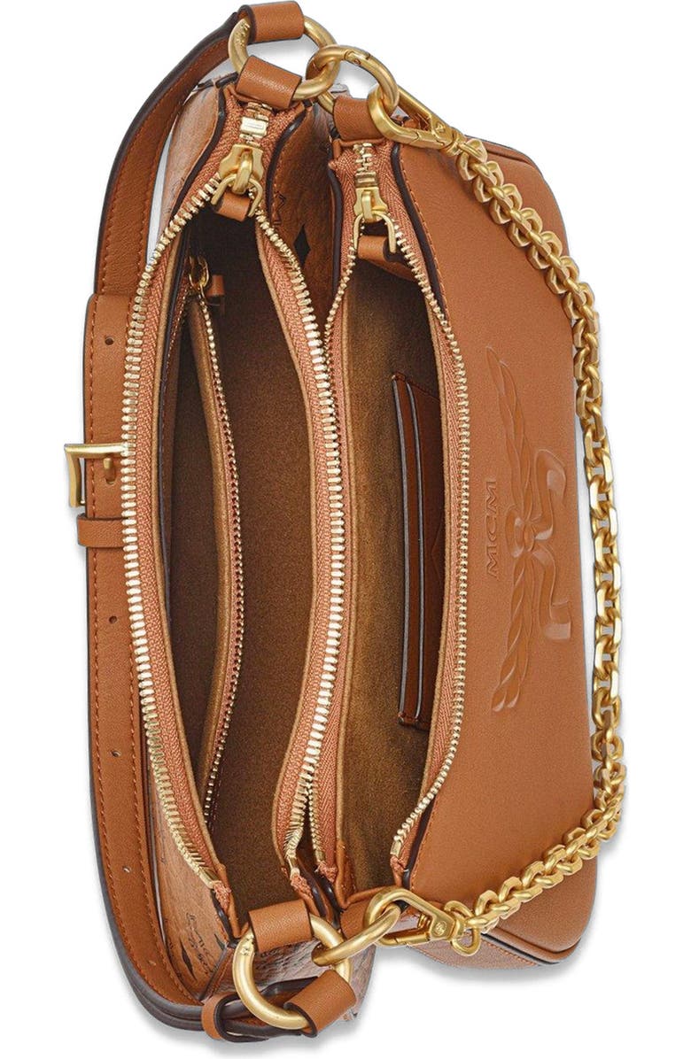 MCM Aren Duo Hobo in Visetos, Alternate, color, Cognac