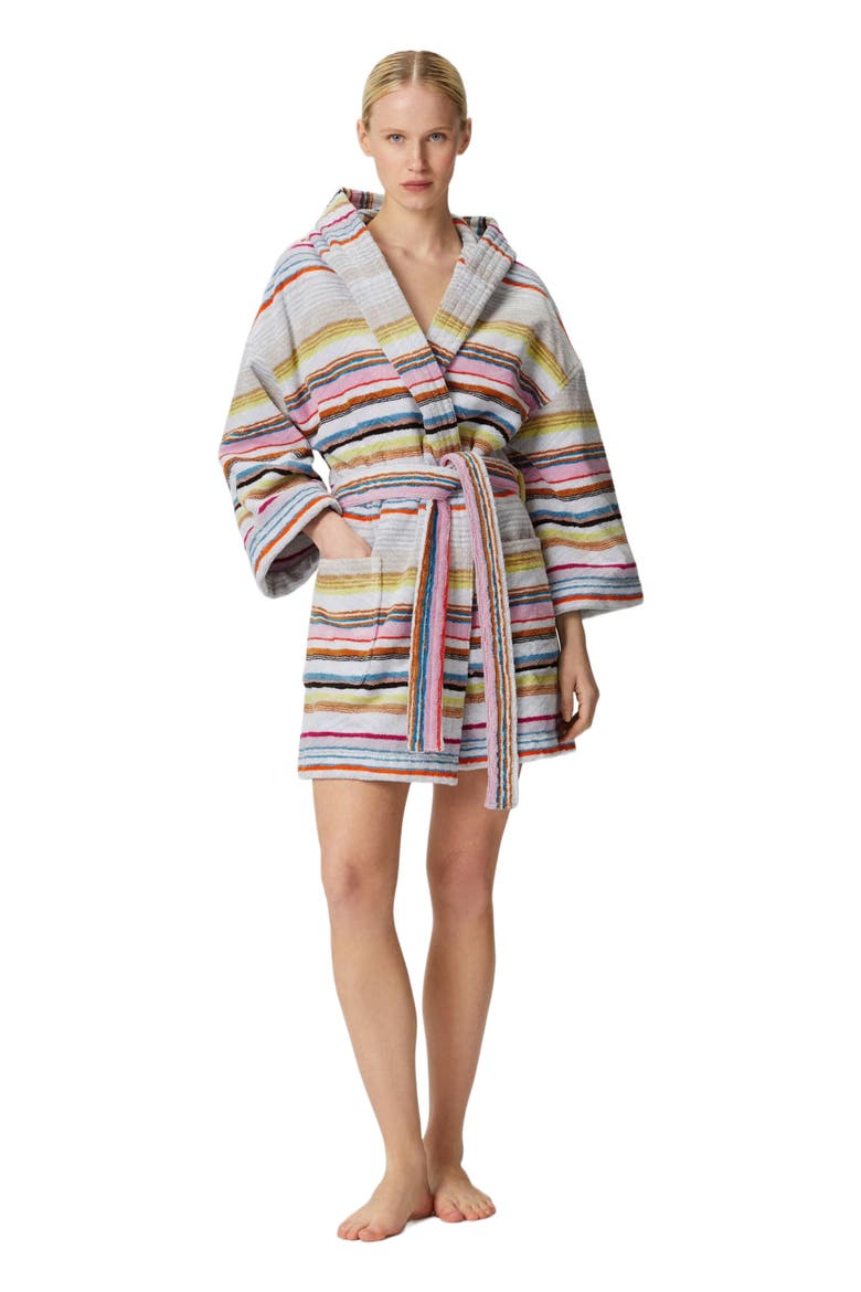 Moonshadow Short Cotton Terry Bathrobe With Lurex, Main, color, Multicoloured