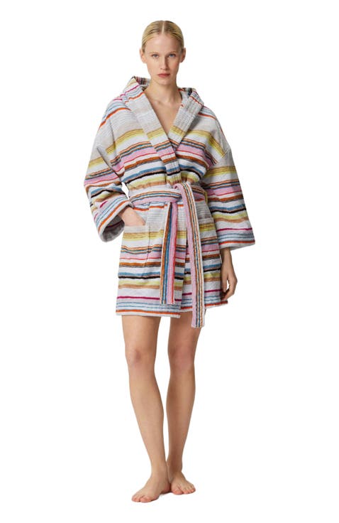 Moonshadow Short Cotton Terry Bathrobe With Lurex
