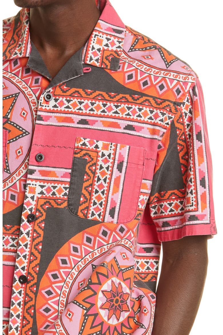 Bandana Print Camp Shirt, Alternate, color, PINK