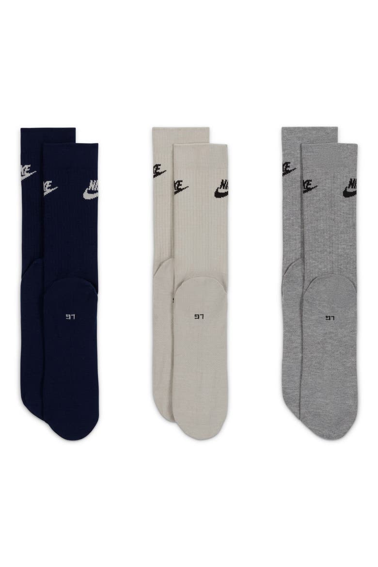 Sportswear Everyday Essential Assorted 3-Pack Crew Socks, Alternate, color, NAVY MULTI