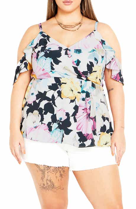 City Chic Kallie Floral Cold Shoulder Top