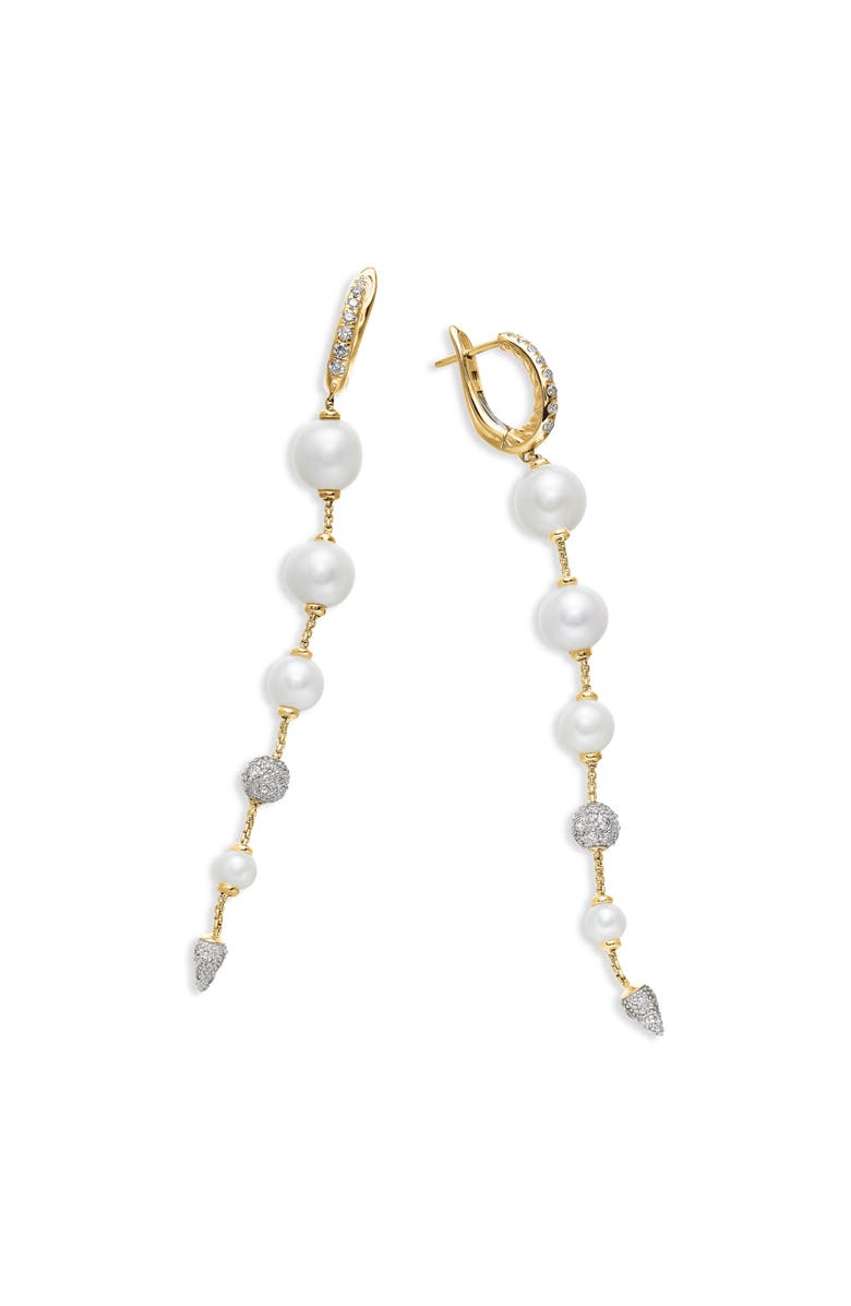 David Yurman Freshwater Pearl & Pavé Diamond Drop Earrings, Alternate, color,