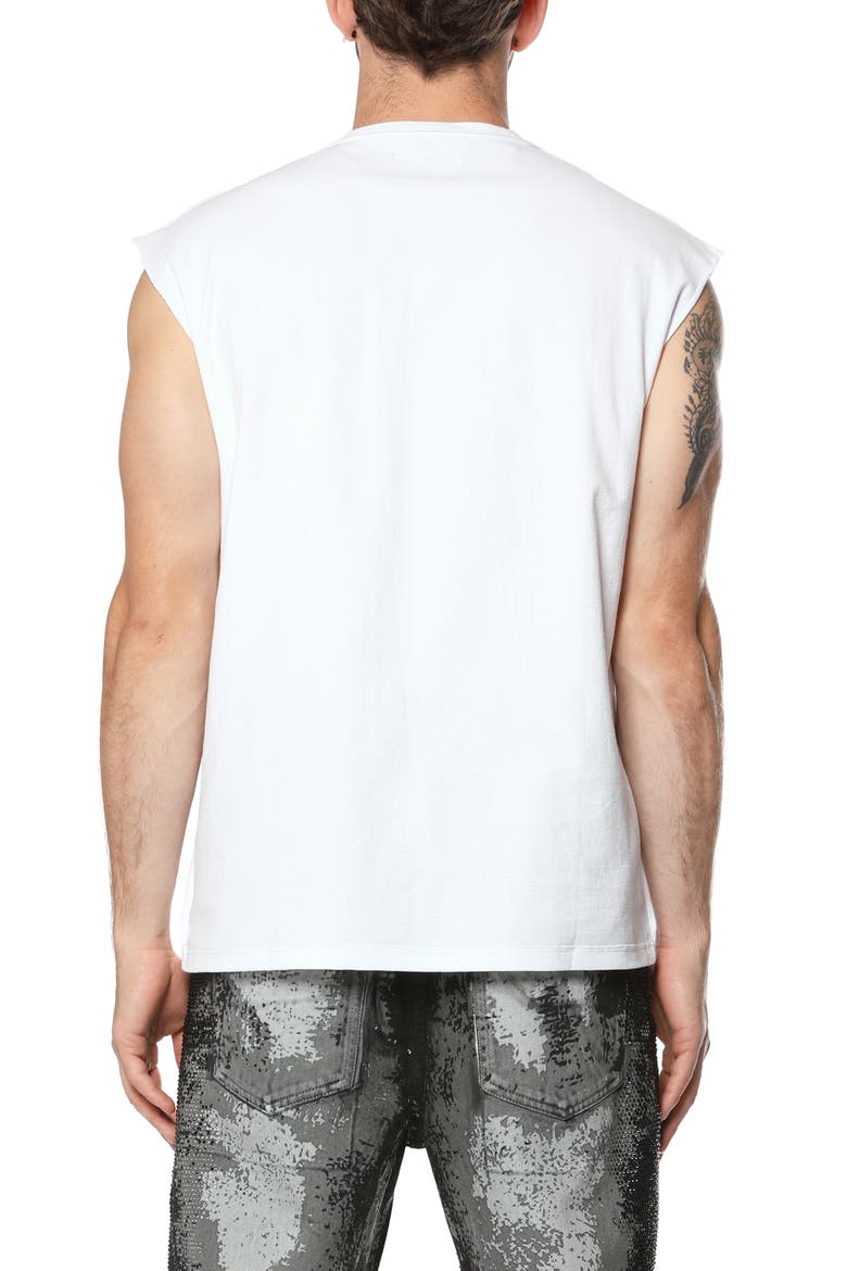 Textured Sleeveless Cotton Graphic T-Shirt, Alternate, color, WHITE