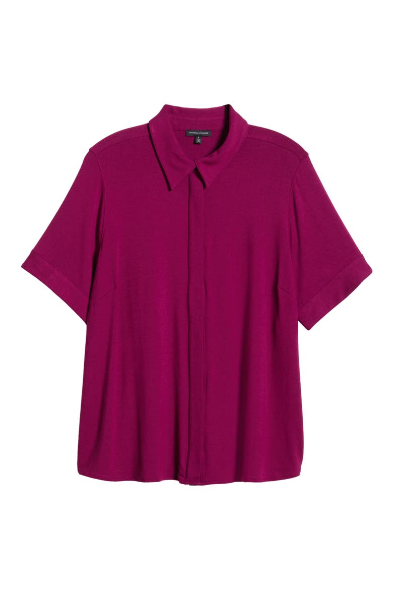 Chelsea Short Sleeve Jersey Button-Up Shirt, Alternate, color, ROTHKO PURPLE