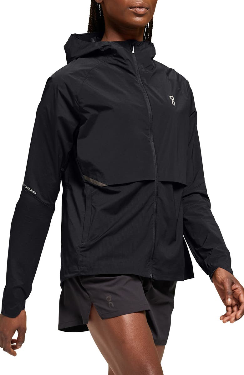 On Core Hooded Packable Running Jacket, Alternate, color, Black