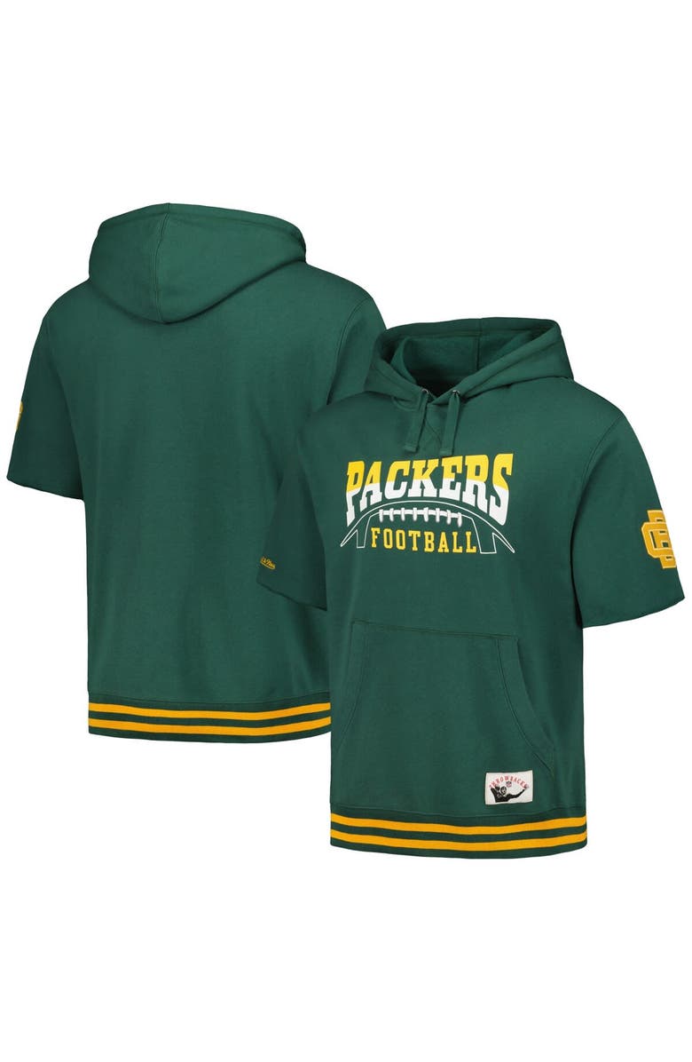 Mitchell & Ness Men's Mitchell & Ness Green Green Bay Packers Pre-Game Short Sleeve Pullover Hoodie, Alternate, color, Green