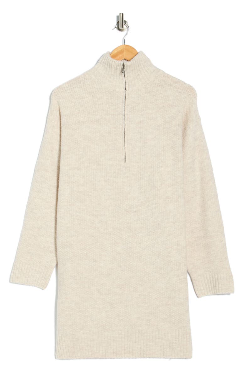 STITCHDROP Lincoln Square Half Zip Sweater Dress, Alternate, color, Marzipan