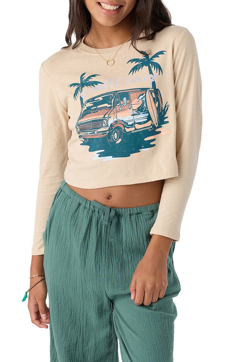 O'Neill Kids' Coastal Cruiser Crop Cotton Graphic T-Shirt, Alternate, color,