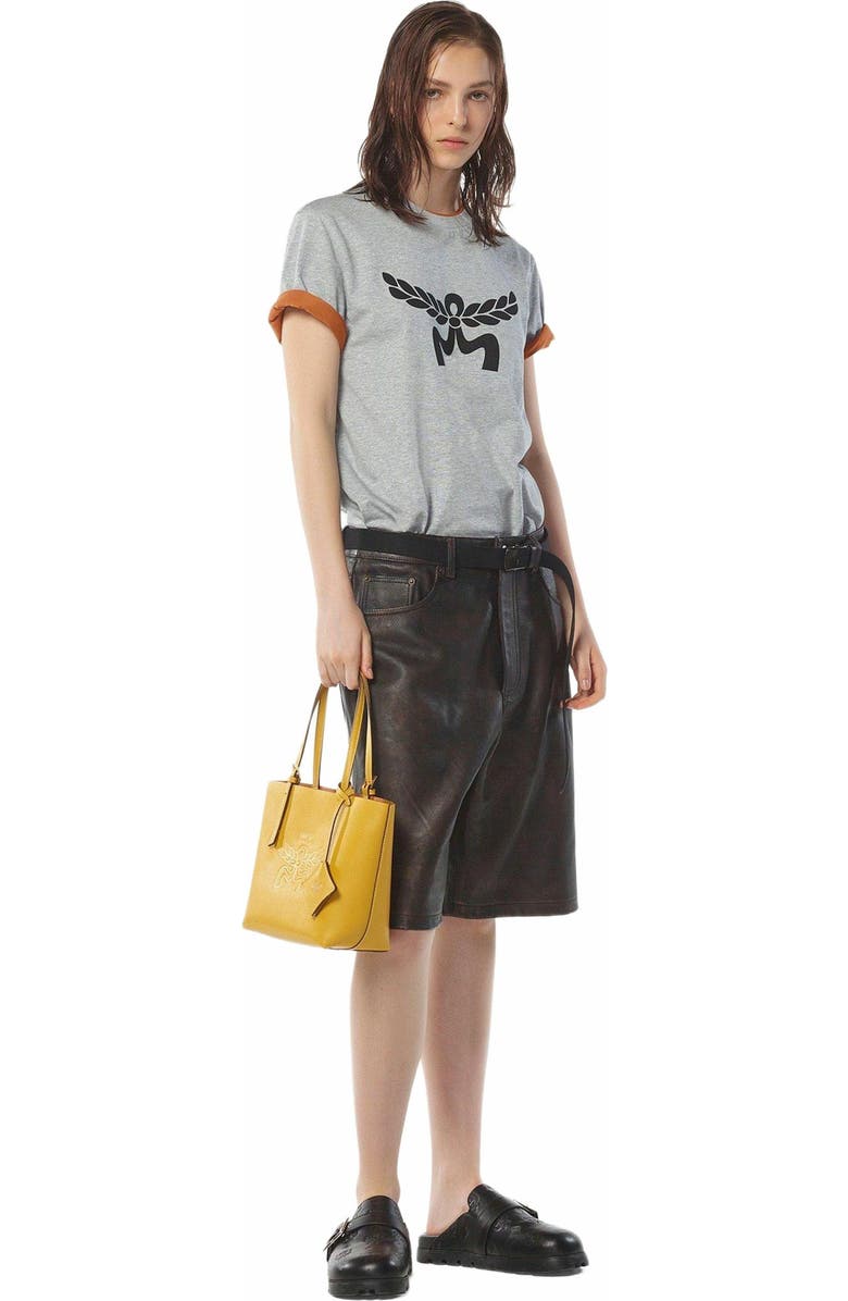 MCM Himmel Shopper in Embossed Logo Leather, Alternate, color,