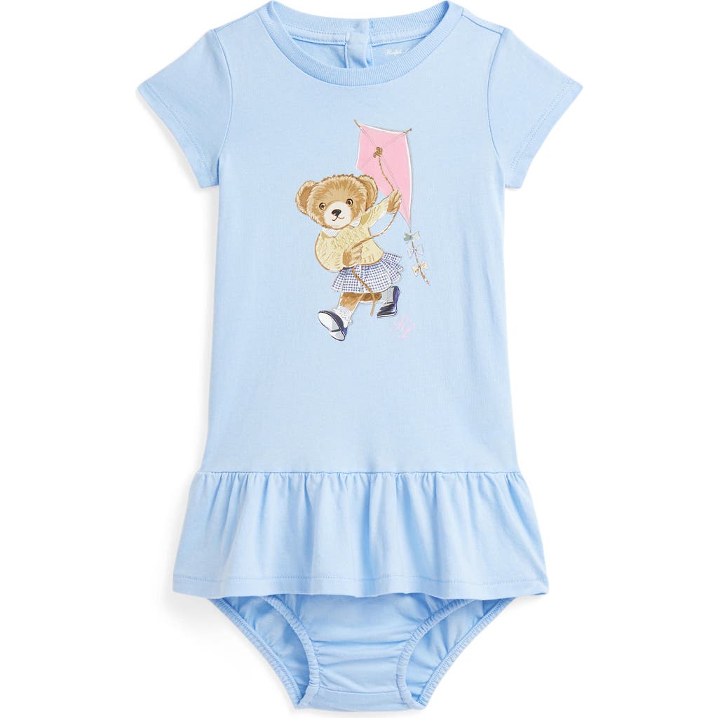 Polo Ralph Lauren Ralph Lauren Cotton Graphic Dress & Bloomers In Office Blue W Bath Pink Ringer