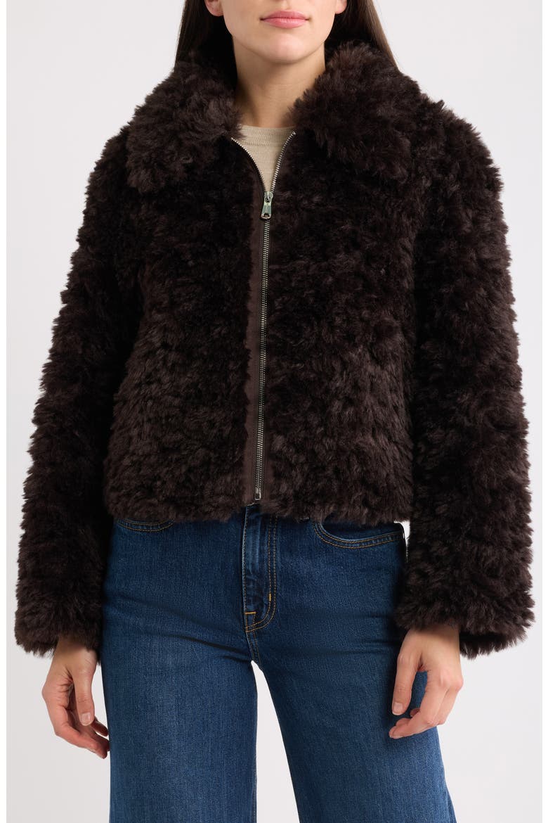Faux Fur Jacket, Alternate, color, DK BROWN