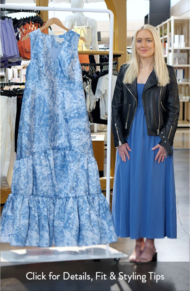 Rori Floral Sleeveless Tiered Mikado Gown, sales video thumbnail