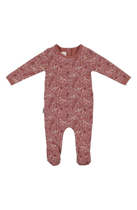 Elegant Floral Cotton Blend Footie (Baby)