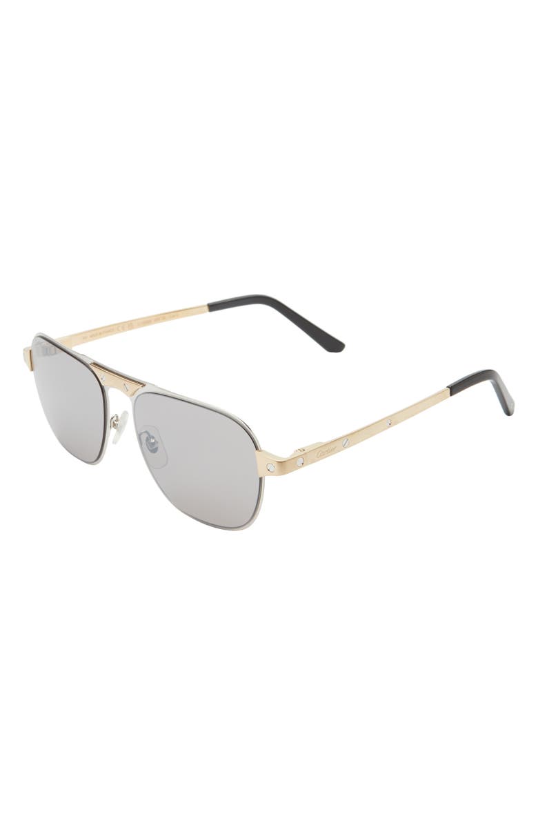 Cartier 58mm Aviator Sunglasses, Alternate, color, Silver