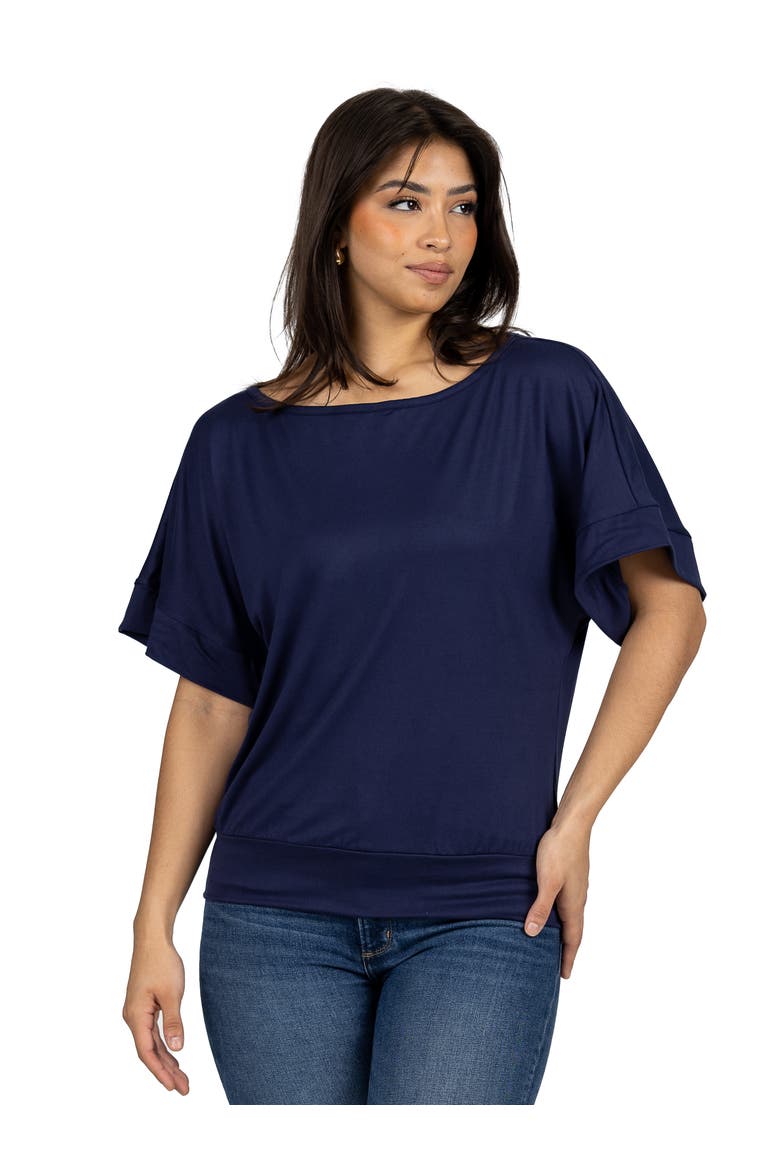Loose Fit Dolman Top with Wide Sleeves, Main, color, Navy