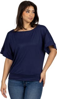 24seven Comfort Apparel Loose Fit Dolman Top with Wide Sleeves