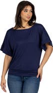 24seven Comfort Apparel Loose Fit Dolman Top with Wide Sleeves