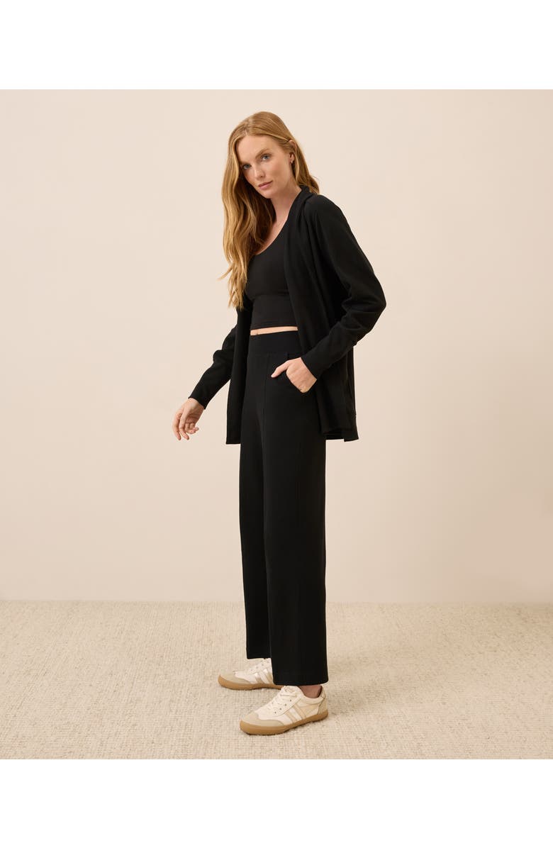 Pact Organic Cotton Airplane Pintuck Wide Leg Pant, Alternate, color, Black