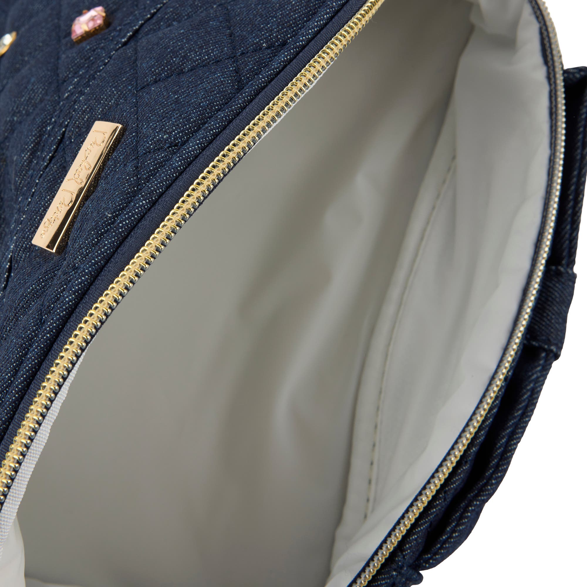 Denim and Multi-color Gemstones Lunchbox by Packed Party | Girl's Lunch Box with Anti-Microbial Lining, Alternate, color, Blue