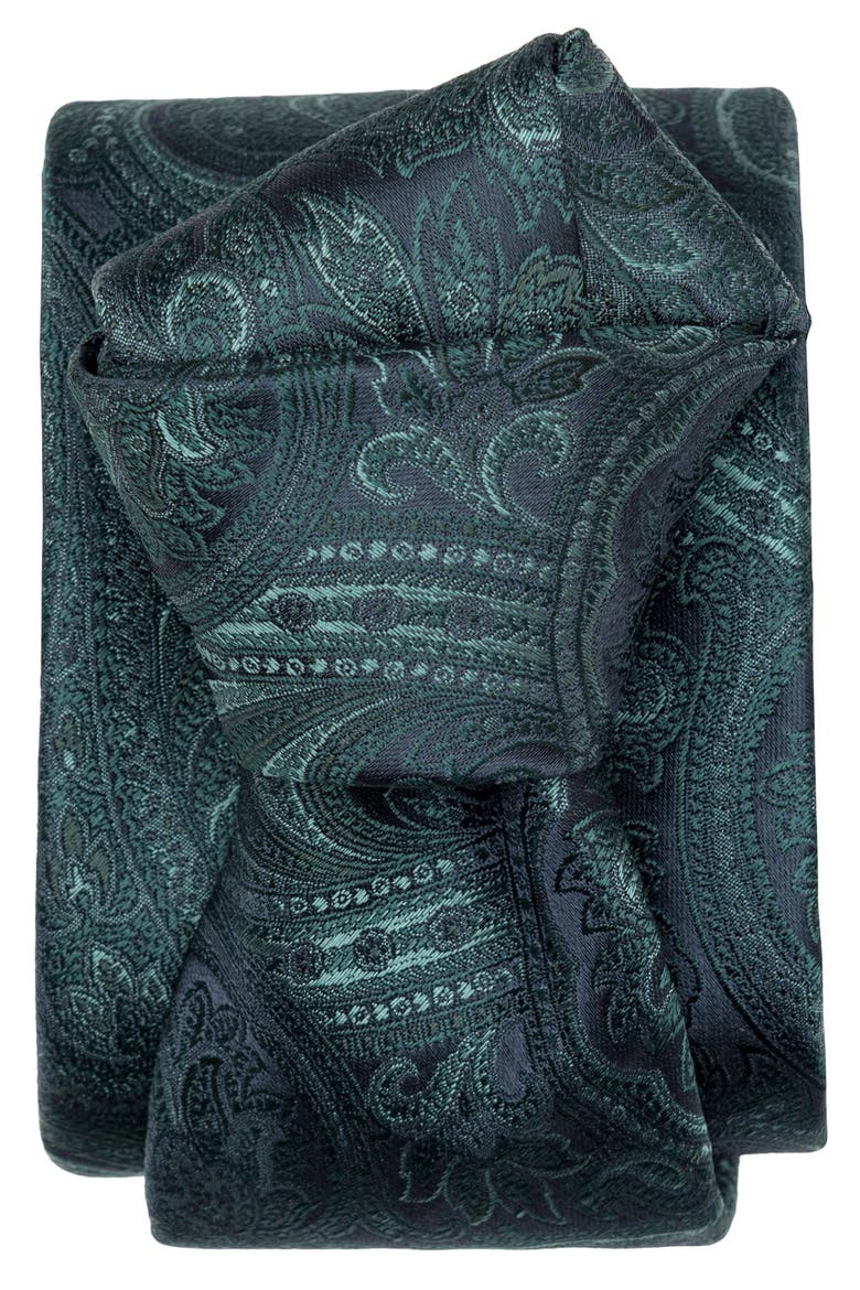 Vienna - Extra Long Silk Jacquard Tie for Men, Alternate, color, Spruce Green