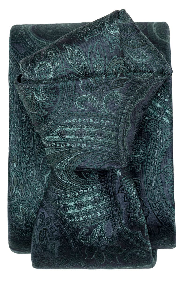 Elizabetta Vienna - Extra Long Silk Jacquard Tie for Men, Alternate, color, Spruce Green