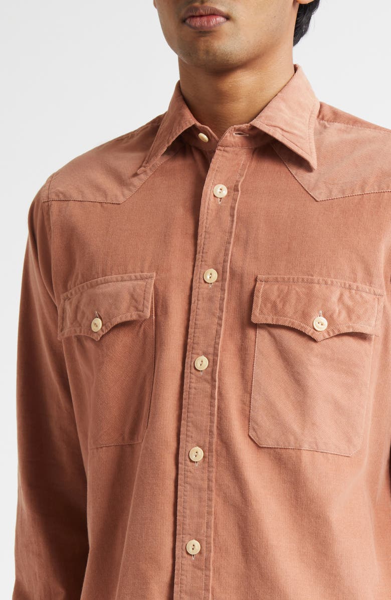 Drake's Cotton Needlecord Western Shirt, Alternate, color, 990 Washed Pink