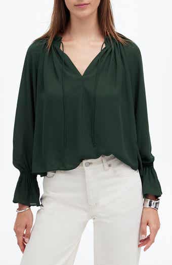 Madewell Long-Sleeve Tie-Neck Top