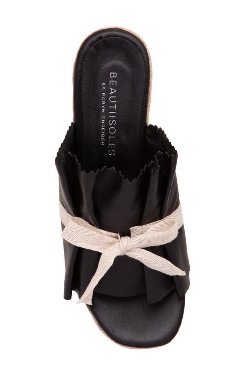 Beautiisoles Noelle Espadrille Platform Wedge Slide Sandal In Black