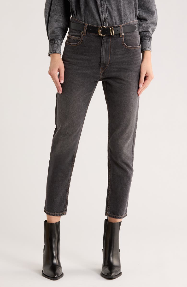 Isabel Marant Étoile Neaj High Waist Crop Slim Jeans, Main, color, Faded Black