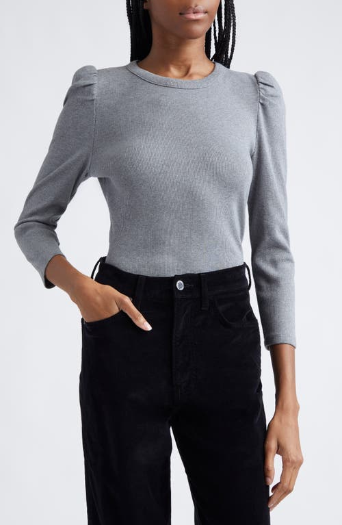 Veronica Beard Britney Knit Puff-sleeve Top In Medium Heather Grey