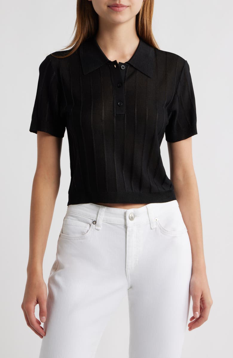 FRAME The Ribbed Polo, Main, color, Black