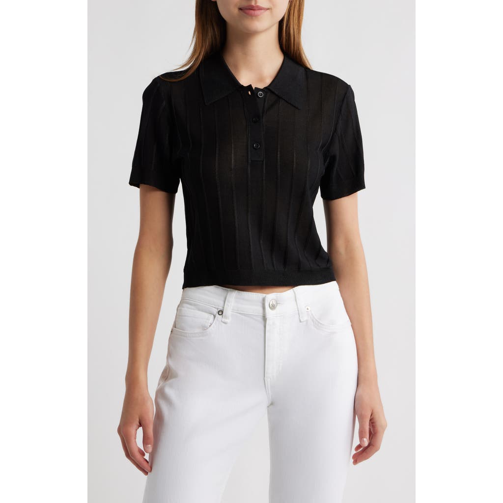 FRAME The Ribbed Polo in Black at Nordstrom Rack, Size Large