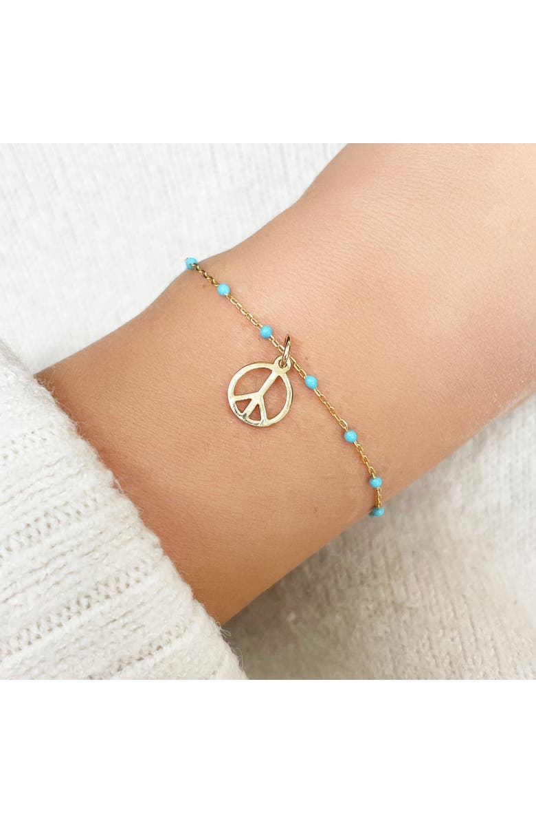 The Lovery Fine Jewelry Mini Gold Peace Charm, Alternate, color, Yellow Gold