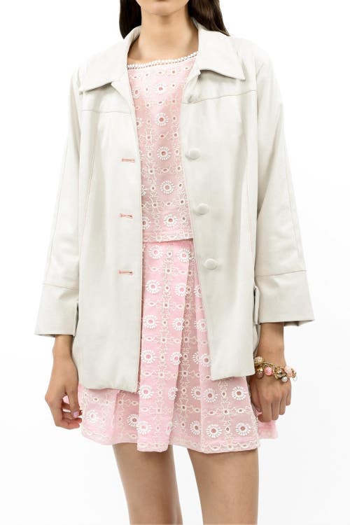 Anna Sui Faux Suede Coat In Cream