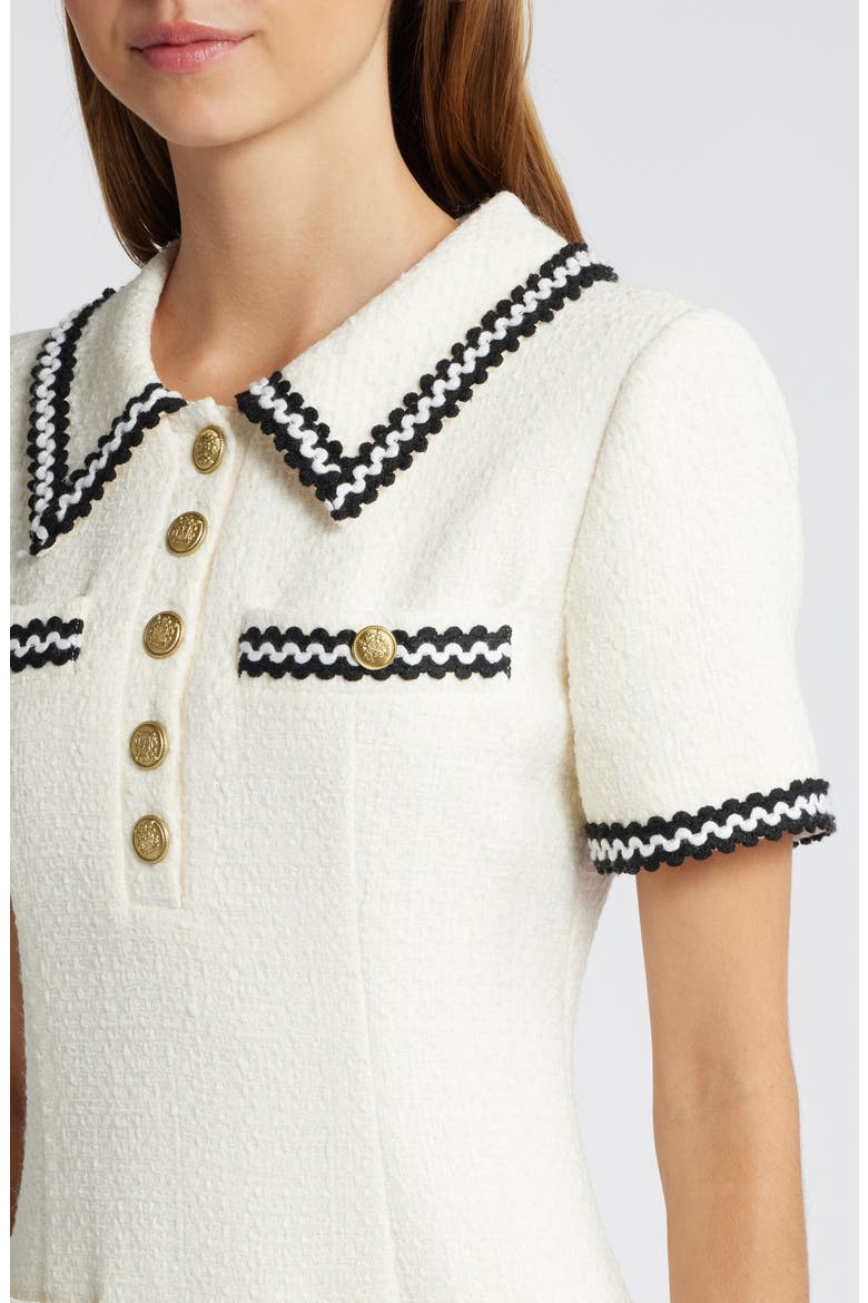 Button Front Tweed Dress, Alternate, color, IVORY