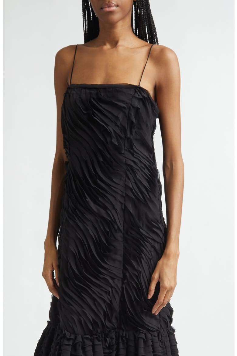 Augustina Botanical Midi Dress, Alternate, color, NOIR