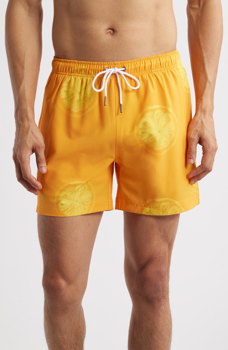 MAVRANS Orange Print Swim Trunks, Main, color, Orange