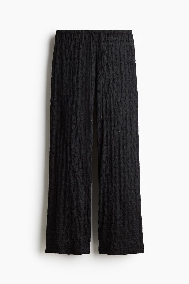 Lace-look Drawstring Trousers, Main, color, Black