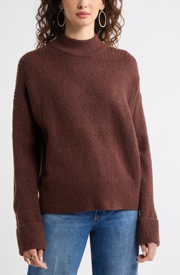Rib Detail Mock Neck Sweater
