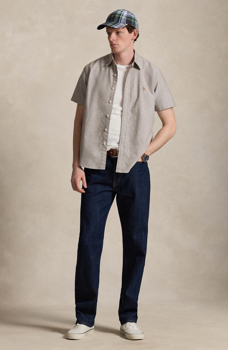 Polo Ralph Lauren Classic Fit Short Sleeve Button-Down Oxford Shirt, Alternate, color, Nutmeg Brwn