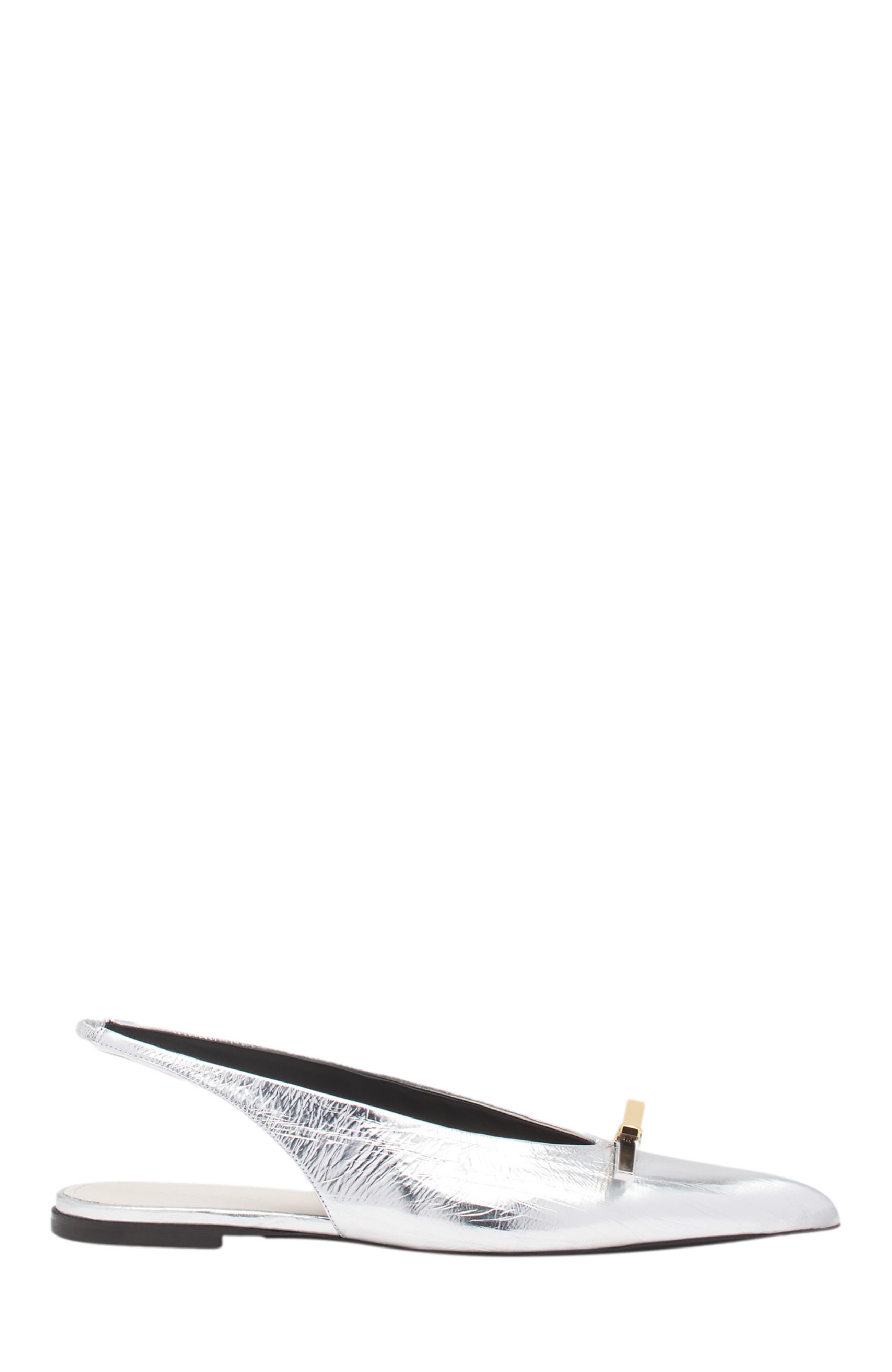 Lanvin BOW SLINGBACK IN METALLIC LEATHER, Main, color, 