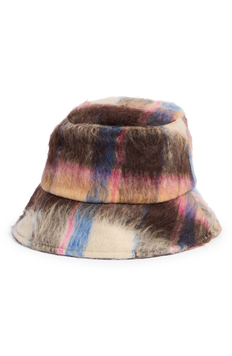 Steve Madden Tartan Plaid Bucket Hat, Alternate, color, Orange