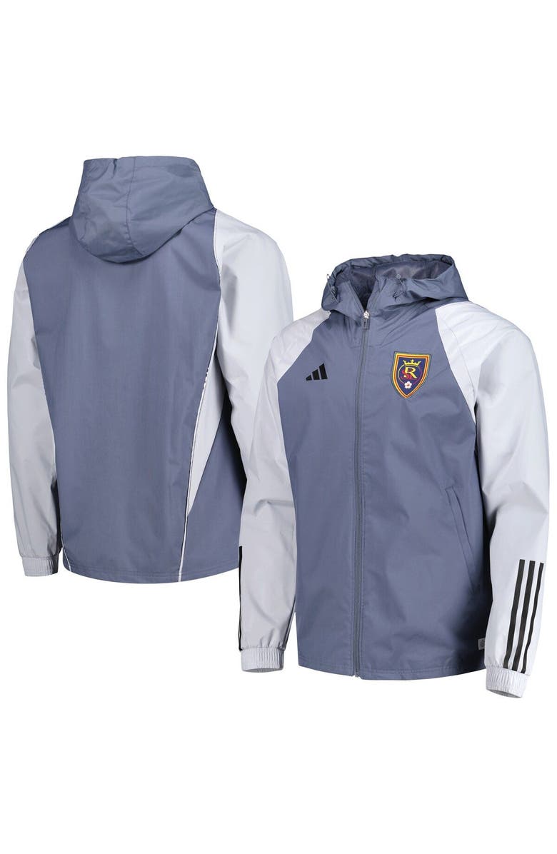 adidas Men's adidas Charcoal Real Salt Lake All-Weather Raglan Hoodie Full-Zip Jacket, Main, color, 