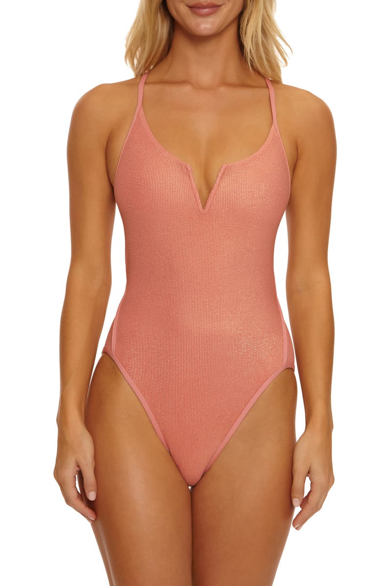 Isabella Rose Como V-Wire One-Piece Swimsuit, Main, color, Blush