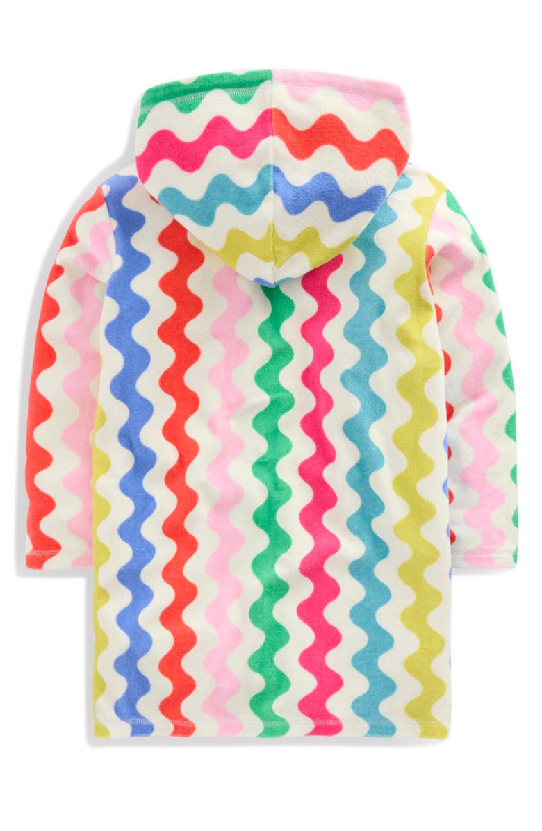 Mini Boden Kids' Romie Print Terry Hooded Cover-Up Dress, Alternate, color, Multi Rainbow Wave