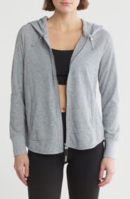 DKNY Slub Waffle Knit Zip Hoodie